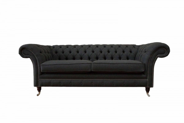 Woonkamerbank Chesterfield bank driezitter design zwart meubilair nieuw