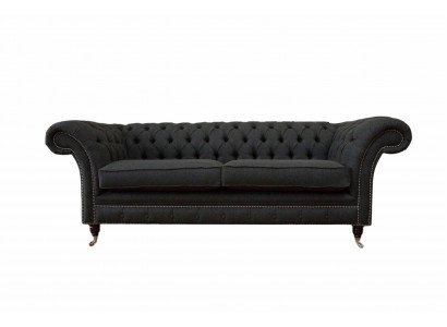 Woonkamerbank Chesterfield bank driezitter design zwart meubilair nieuw