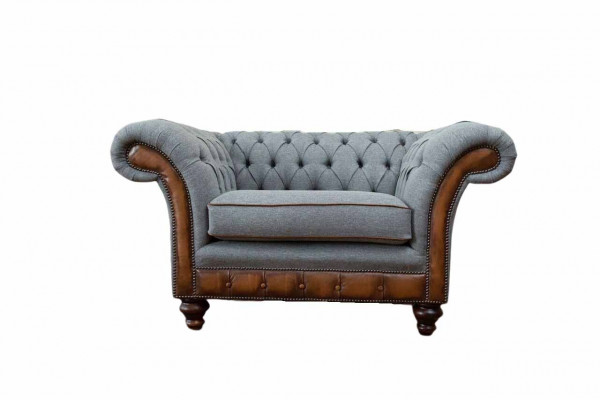 Fauteuil Ontwerp Relax Stof Lounge Luxe Grijs Bekleding Zitter Chesterfield