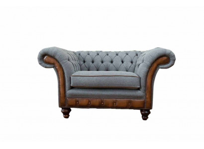Fauteuil Ontwerp Relax Stof Lounge Luxe Grijs Bekleding Zitter Chesterfield