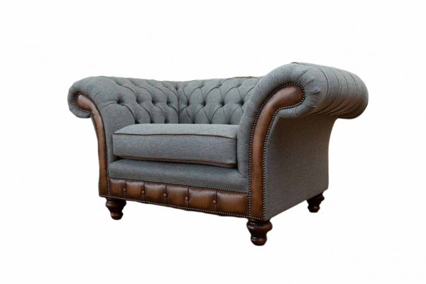 Fauteuil Ontwerp Relax Stof Lounge Luxe Grijs Bekleding Zitter Chesterfield