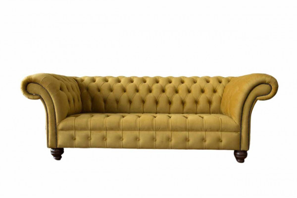 Chesterfield Geel Bank Zitkussen 3-Zits Bank Zitbanken Zitbank Driedubbele