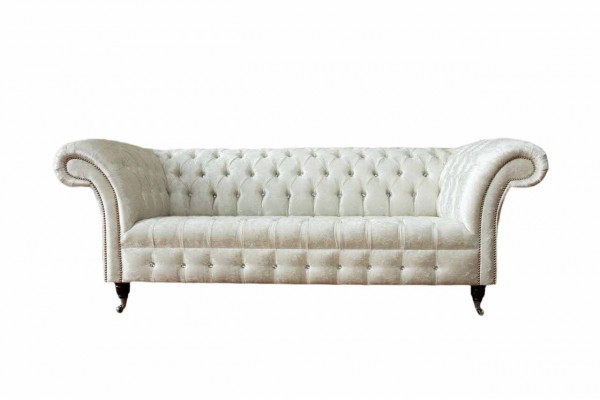Driepersoons wit stoffen woonkamer designbank Chesterfieldbank