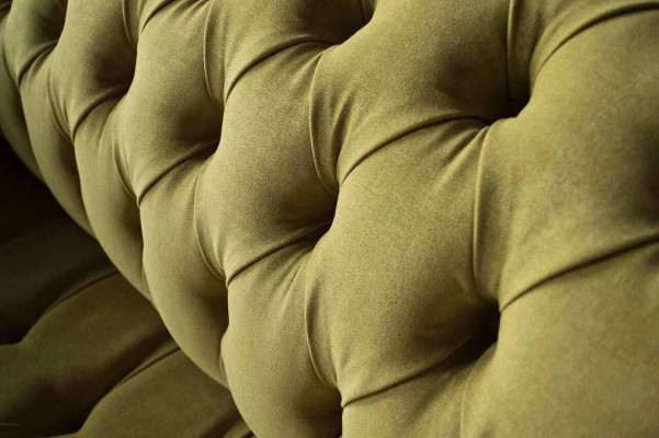 Tweezits bank Luxe 2-zits woonkamer Lichtgroen Chesterfield stof Nieuw