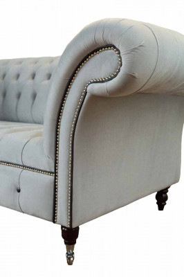 Chesterfield Bank Bekleding Meubels Tweezits Grijs Bankstellen Banken Leer