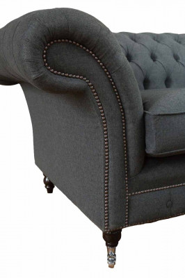 Chesterfield bank 2-zits bank gestoffeerd stoffen bank Grijs textiel Nieuw