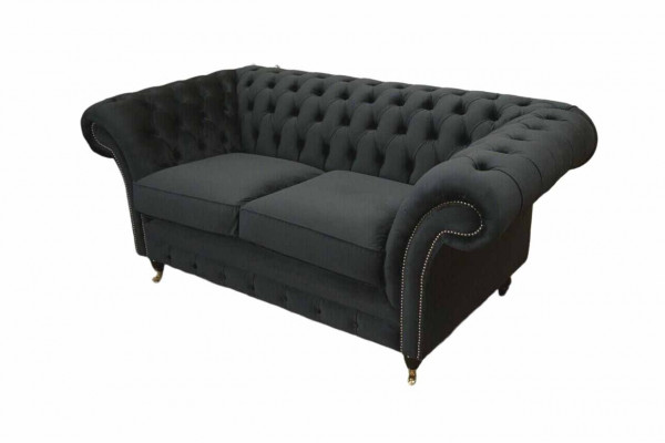Chesterfield Zwart 2-zits Bank Beklede Banken Design Bank Textiel