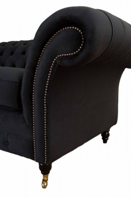 Chesterfield Zwart 2-zits Bank Beklede Banken Design Bank Textiel