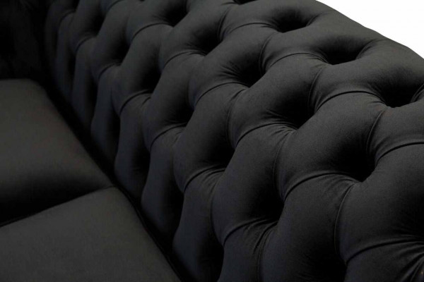 Chesterfield Zwart 2-zits Bank Beklede Banken Design Bank Textiel