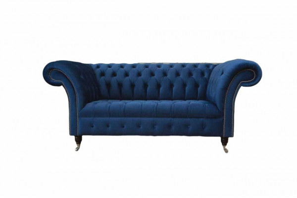Engels Chesterfield kantoor zitmeubilair inrichting sofa bank 2-zits koningsblauw