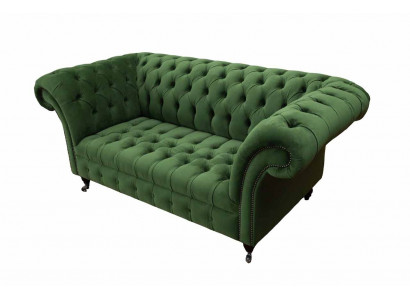 Chesterfield kantoor zitmeubelen inrichting bank bankstel 2 zits textiel groen