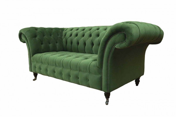 Chesterfield kantoor zitmeubelen inrichting bank bankstel 2 zits textiel groen
