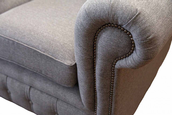 Chesterfield kantoor zitmeubelen inrichting bank bank 2 zits textiel grijs