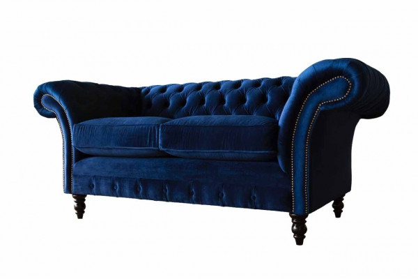 Chesterfield kantoorstoel meubilair bank bank 2-zitter textiel blauw