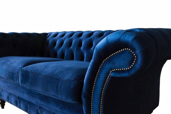 Chesterfield kantoorstoel meubilair bank bank 2-zitter textiel blauw