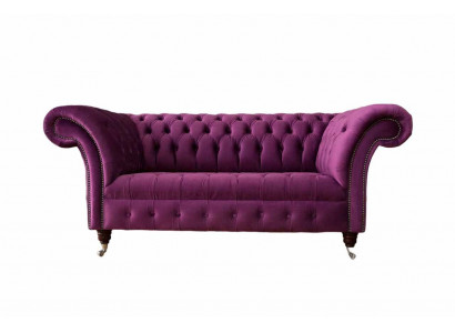 Engelse Chesterfield kantoor zitmeubelen inrichting sofa bank 2 zit paars