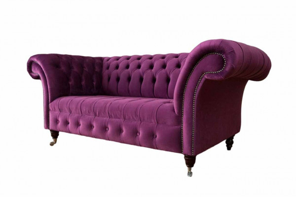 Engelse Chesterfield kantoor zitmeubelen inrichting sofa bank 2 zit paars