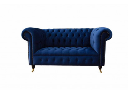 Chesterfield kantoor zitmeubelen inrichting bank bank 2-zits textiel blauw