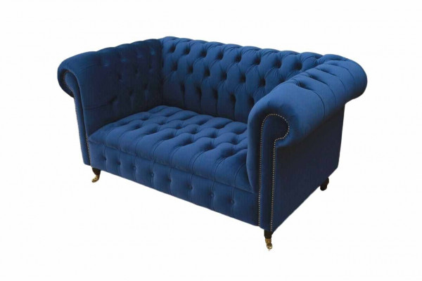 Chesterfield kantoor zitmeubelen inrichting bank bank 2-zits textiel blauw
