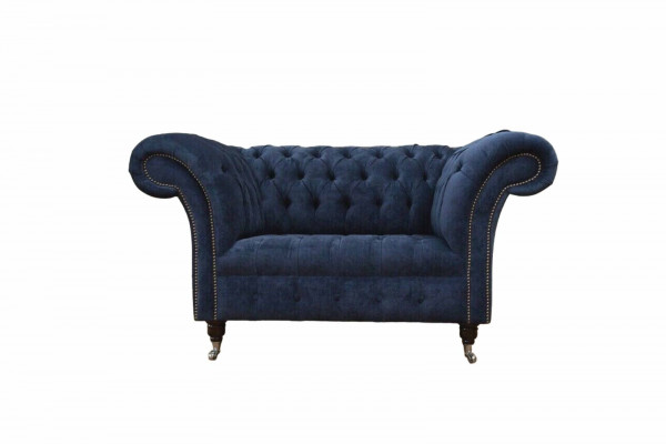 Chesterfield bankstel 1,5 zits Designer Bank Stof Bekleding Textiel