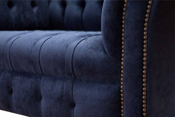 Chesterfield bankstel 1,5 zits Designer Bank Stof Bekleding Textiel