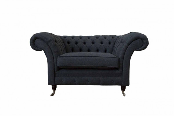 Grijze Chesterfield fauteuil 1,5-zits bank Bank Bekleding Textiel Grijs Fauteuil