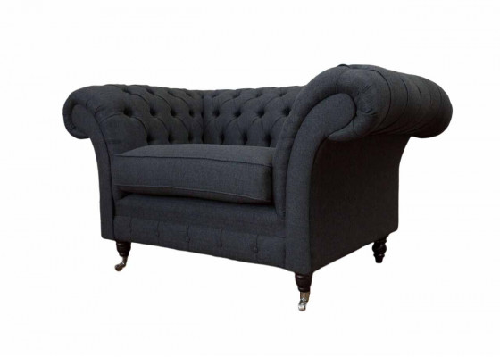 Grijze Chesterfield fauteuil 1,5-zits bank Bank Bekleding Textiel Grijs Fauteuil