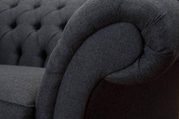 Grijze Chesterfield fauteuil 1,5-zits bank Bank Bekleding Textiel Grijs Fauteuil