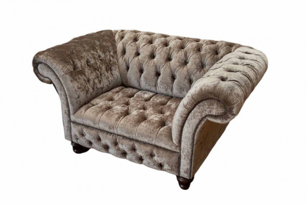 Chesterfield fauteuil bank 1-zits bankstel textiel stof banken gestoffeerd nieuw