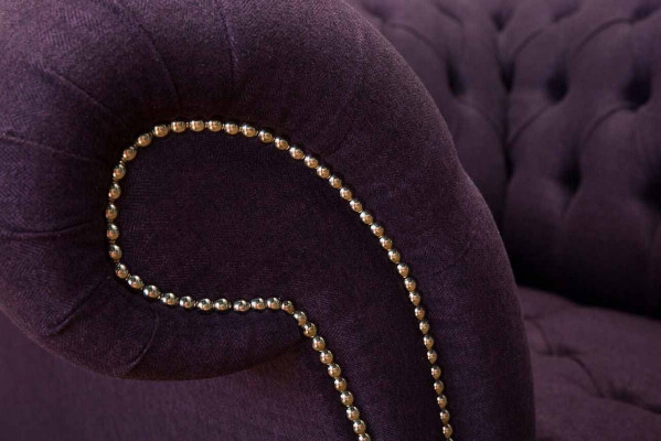 Fauteuil 1-zits luxe 1 zitplaats design textiel paarse stof Chesterfield