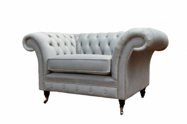 Fauteuil bekleding bank textiel Chesterfield bank-stoelen 1-zits stoel grijs