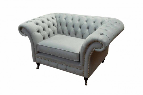 Fauteuil bekleding bank textiel Chesterfield bank-stoelen 1-zits stoel grijs