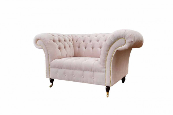 Fauteuil Bekleding Bank Stof Chesterfield Bankstellen 1-Zits Stoel Eenzits Roze