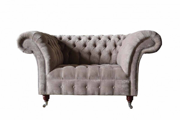 Chesterfield bank bankstel 1-zitter luxe textiel stoffen banken gestoffeerd nieuw