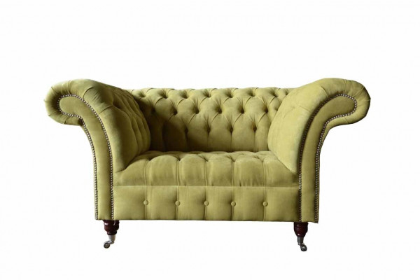 Chesterfield fauteuil textiel ontwerp bank stof banken gestoffeerde grijs nieuw