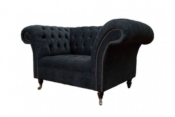 Chesterfield Design Bank Fauteuil Bekleding Luxe Textiel Bankstellen 1-Zits