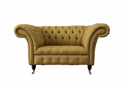 Chesterfield fauteuil design gestoffeerde bank bruin textiel meubels nieuw