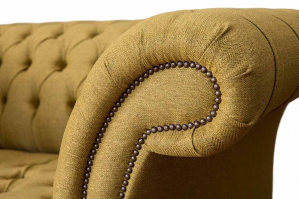 Chesterfield fauteuil design gestoffeerde bank bruin textiel meubels nieuw
