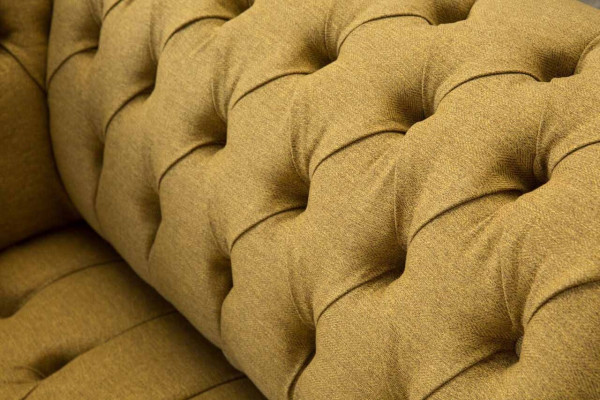 Chesterfield fauteuil design gestoffeerde bank bruin textiel meubels nieuw
