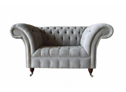 Grijze Chesterfield oorfauteuil Grijs fauteuil Bank Stoffen bank Woonkamer