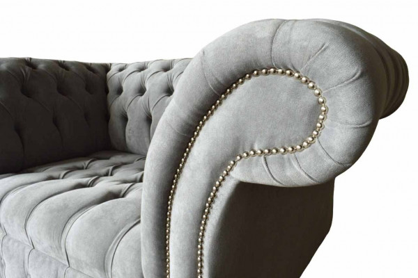 Grijze Chesterfield oorfauteuil Grijs fauteuil Bank Stoffen bank Woonkamer