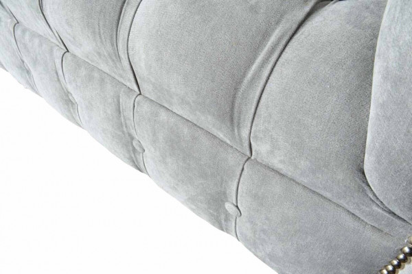 Grijze Chesterfield oorfauteuil Grijs fauteuil Bank Stoffen bank Woonkamer