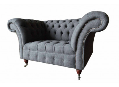Chesterfield-design fauteuil Grijs gestoffeerd luxe textiel bankstellen 1-zits