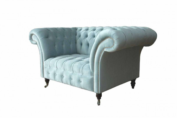 Chesterfield Fauteuil Turkoois Bekleding Bank 1-Zits Design Bekleding Nieuw