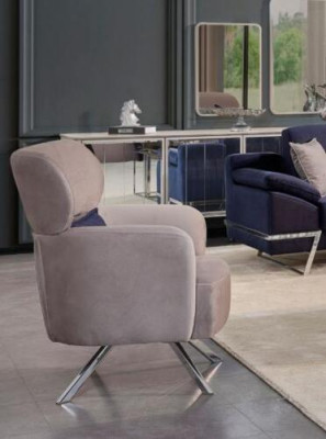 Fauteuil Oorfauteuil Cocktailstoel Zitter Modern Design Grijs Stof Stoel