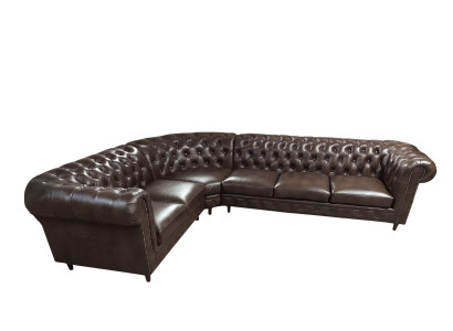 Chesterfield hoekbank L-vorm bank Bruin Luxe meubels Bankstel hoekbank