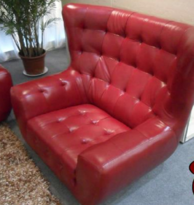 Sofa Chesterfield fauteuil bankstel 3-delige leren bankstel Rood Modern