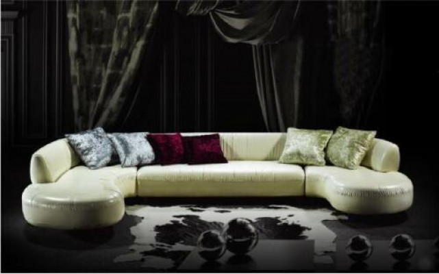 Chesterfield hoekbank U-vorm Luxe bankstel leren bank wit Modern