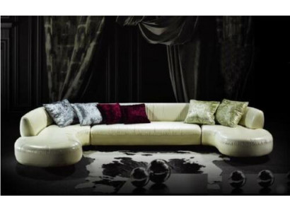 Chesterfield hoekbank U-vorm Luxe bankstel leren bank wit Modern