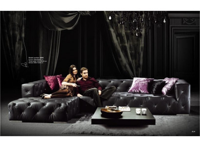 Hoekbank L-vorm Chesterfield Luxe bank Zwart Bank Leren bank